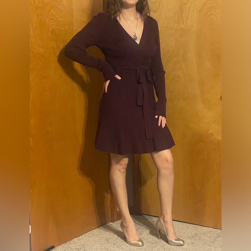 Chic Long Sleeve Burgundy Dress